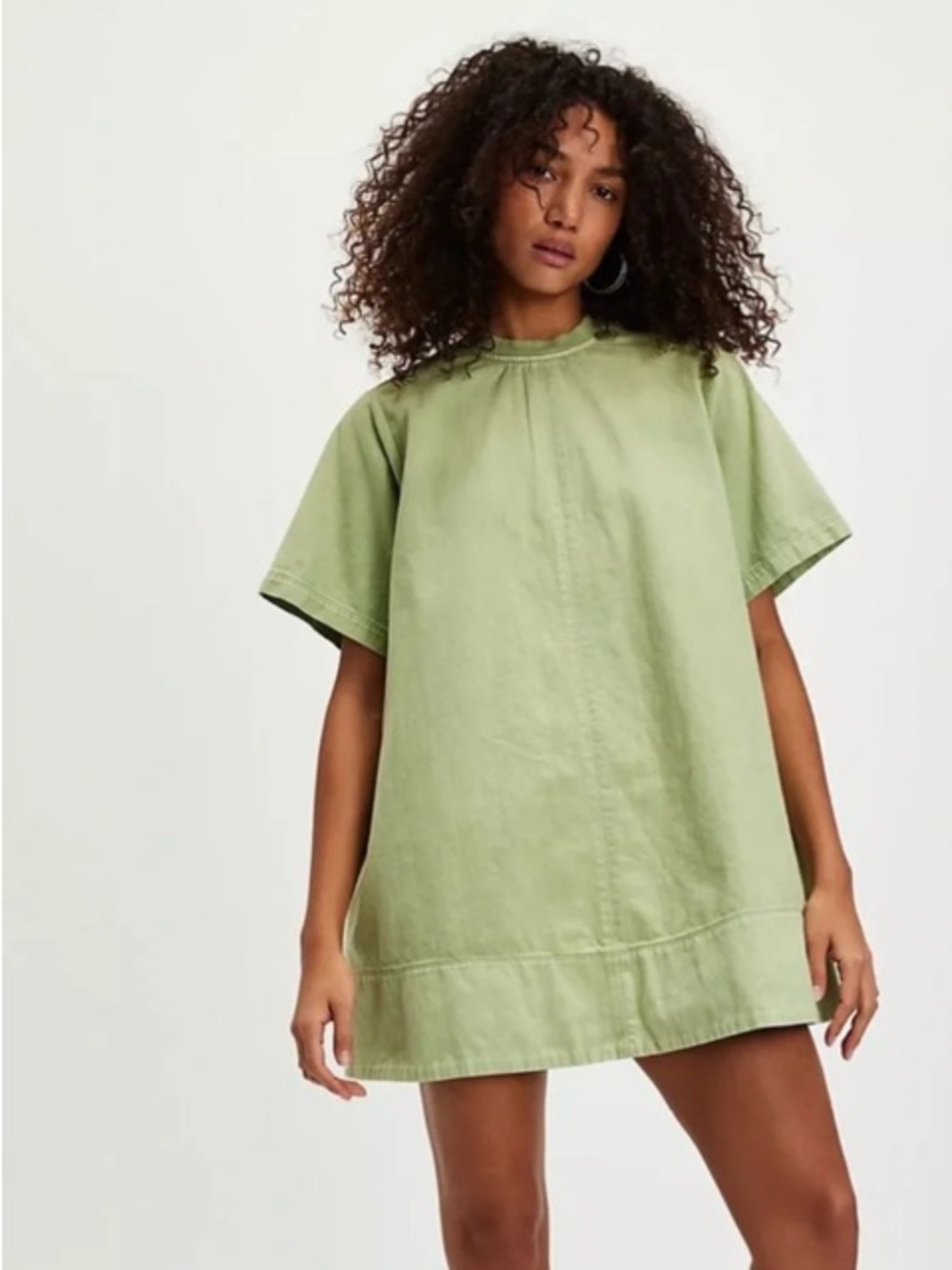 Free People Oversized Mini Dress in Sage Green